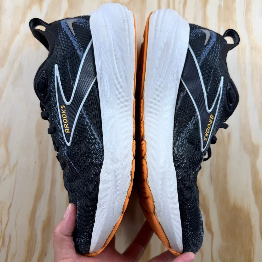 Brooks Glycerin 22 Mens Running Shoes Black White Orange 1104452E013 Wide 2E 8.5